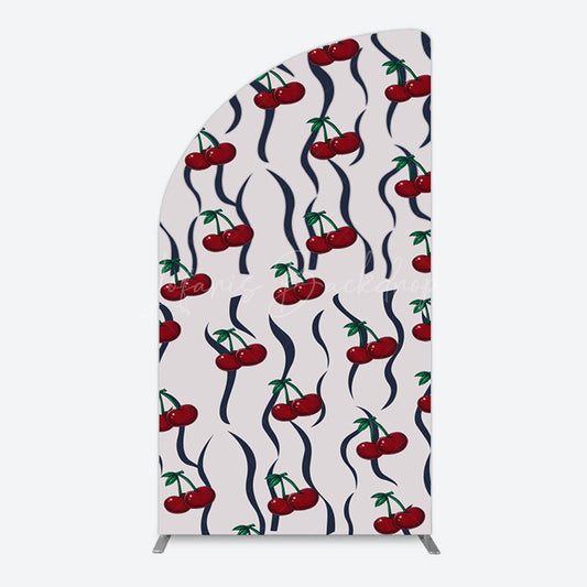 Lofaris Vintage Abstract Red Cherry Birthday Half Moon Arch Backdrop