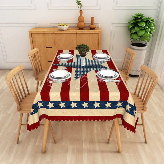 Lofaris Vintage American Flag Stars and Stripes Rectangle Tablecloth Rustic Patriotic Decor for 4th of July Party
