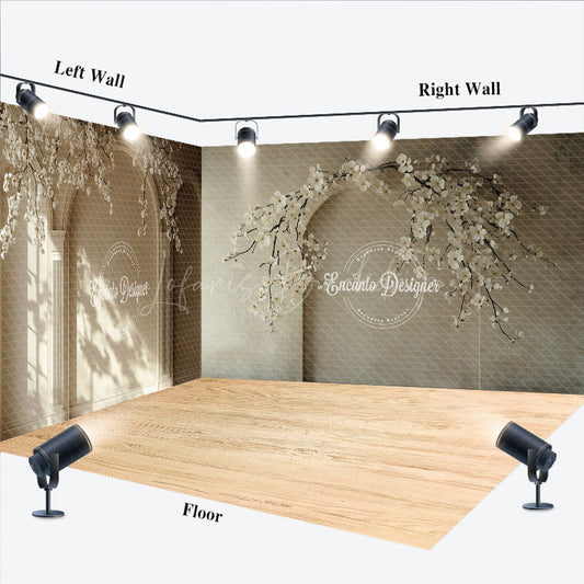 Lofaris Vintage Arch Wall Branch Flower Room Set Backdrop