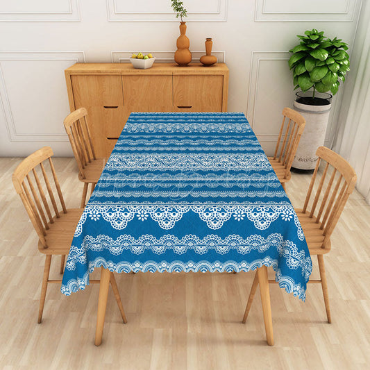 Lofaris Vintage Blue and White Floral Rectangle Tablecloth for French Country Shabby Chic Kitchen Decor