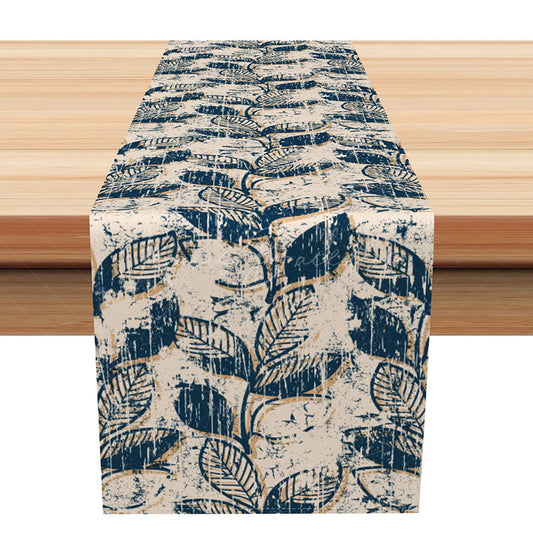 Lofaris Vintage Blue Botanical Table Runner Pastoral Toile de Jouy Style French Country Farmhouse Kitchen Decor