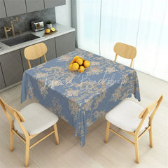 Lofaris Vintage Blue Floral Damask Rectangle Tablecloth Classic Rose Bouquet Pattern Table Cover for Dining