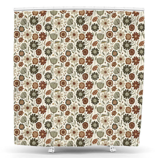 Lofaris Vintage Boho Daisy Pattern Floral Shower Curtain