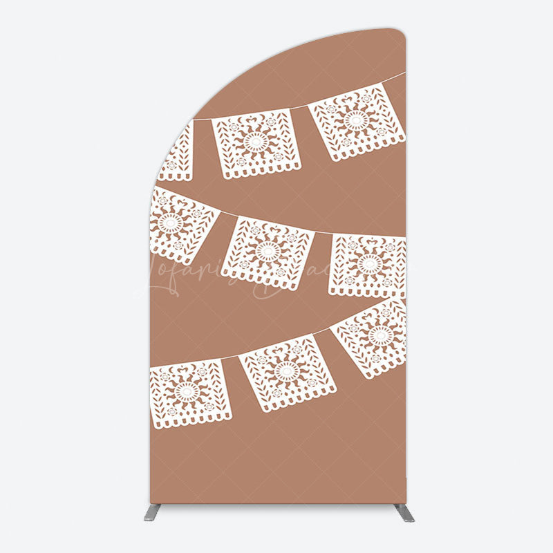 Lofaris Vintage Brown Wedding Paper Cut Banner Arch Backdrop