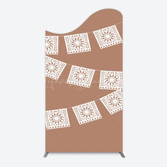 Lofaris Vintage Brown Wedding Paper Cut Banner Arch Backdrop