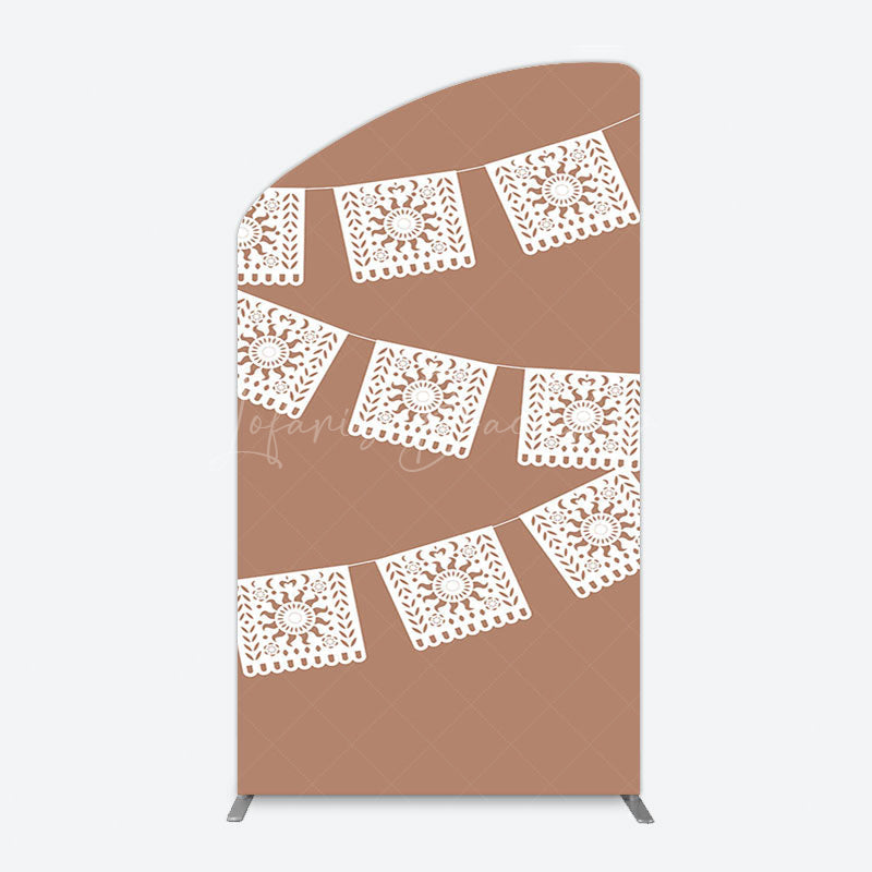 Lofaris Vintage Brown Wedding Paper Cut Banner Arch Backdrop