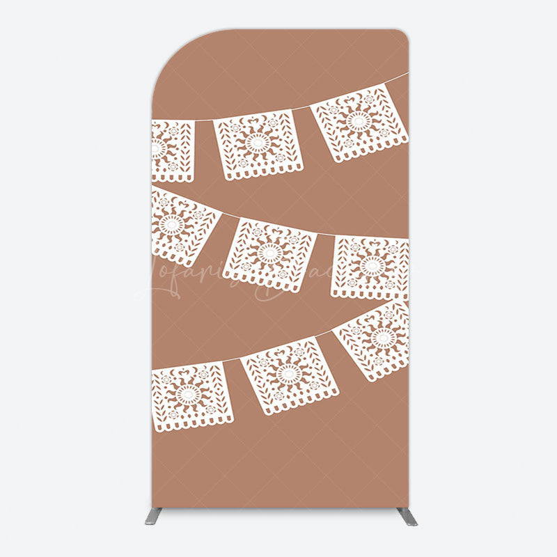 Lofaris Vintage Brown Wedding Paper Cut Banner Arch Backdrop