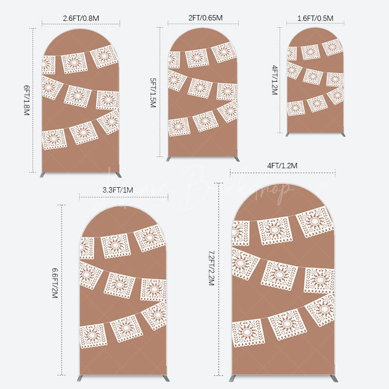 Lofaris Vintage Brown Wedding Paper Cut Banner Arch Backdrop
