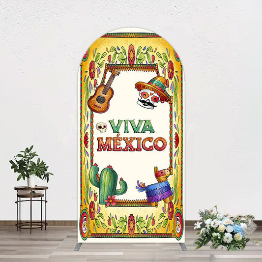 Lofaris Vintage Cactus Skull Viva Mexico Party Arch Backdrop