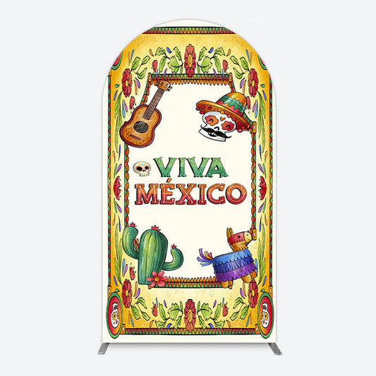 Lofaris Vintage Cactus Skull Viva Mexico Party Arch Backdrop