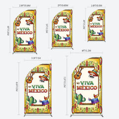 Lofaris Vintage Cactus Skull Viva Mexico Party Half Moon Arch Backdrop