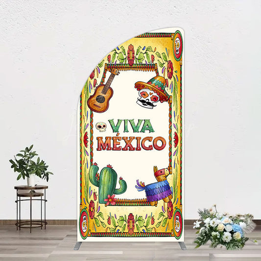 Lofaris Vintage Cactus Skull Viva Mexico Party Half Moon Arch Backdrop