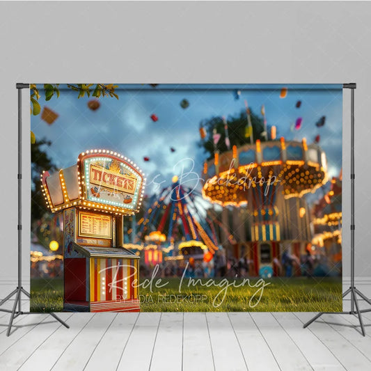 Lofaris Vintage Carnival Ticket Booth Cake Smash Backdrop Amusement Park Rides Photography Studio Background