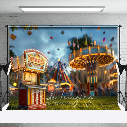 Lofaris Vintage Carnival Ticket Booth Cake Smash Backdrop Amusement Park Rides Photography Studio Background