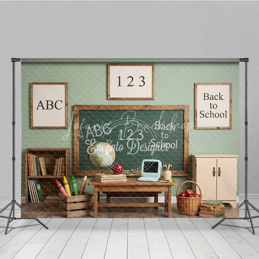 Lofaris Vintage Classroom Back to School Photography Backdrop with Chalkboard ABC 123 and Learning Elements