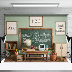 Lofaris Vintage Classroom Back to School Photography Backdrop with Chalkboard ABC 123 and Learning Elements