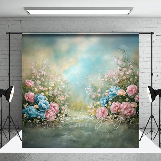 Lofaris Vintage Colorful Pastel Florals Photography Backdrop