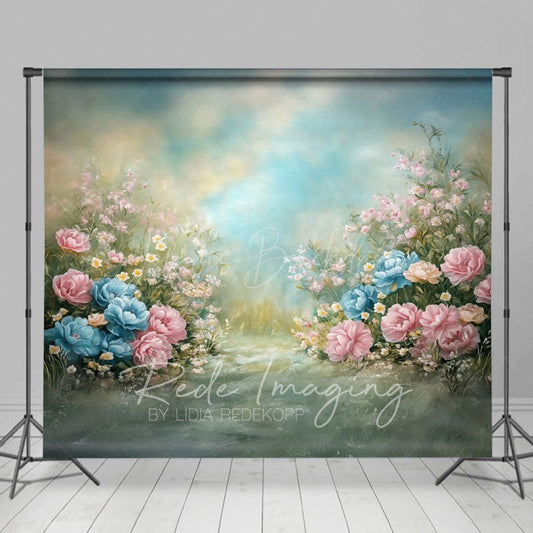 Lofaris Vintage Colorful Pastel Florals Photography Backdrop
