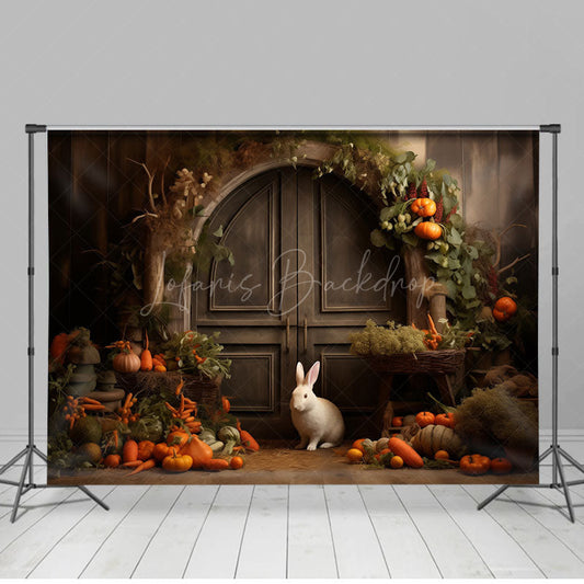 Lofaris Vintage Door Bunny Carrot Easter Combo Set Backdrop
