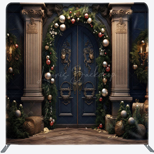 Lofaris Vintage Door Leaves Christmas Pillow Case Backdrop