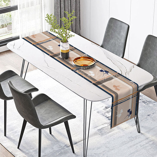 Lofaris Vintage Farmhouse Table Runner with Plaid Stripes and Flowers for Rustic Kitchen Dining Decor