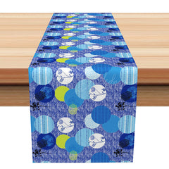 Lofaris Vintage Floral Table Runner with Dark Blue and Polka Dot Pattern for Retro Farmhouse Kitchen
