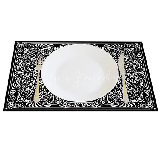 Lofaris Vintage Gothic Skeleton Hand and Rose Set of 4 Placemats for Spooky Halloween Elegant Dining Decor