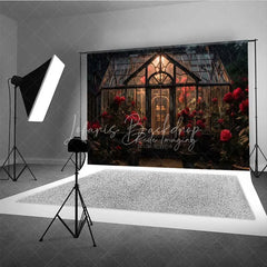 Lofaris Vintage Greenhouse Rose Photography Backdrop Rainy Garden Glass House Floral Photo Background Romantic Valentine Booth Prop