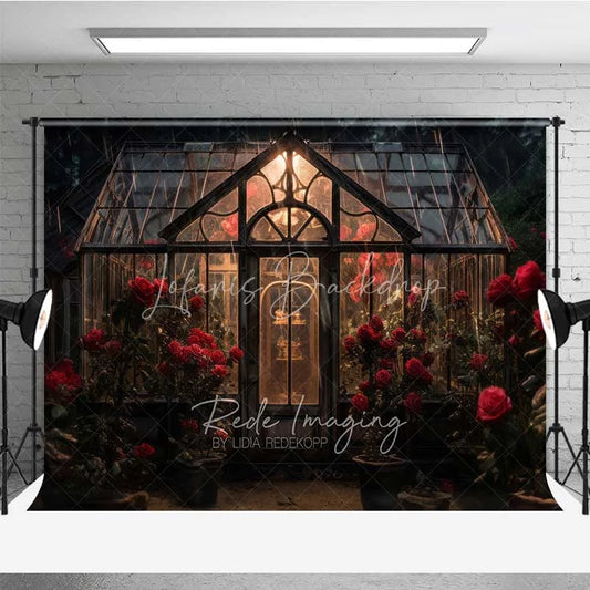 Lofaris Vintage Greenhouse Rose Photography Backdrop Rainy Garden Glass House Floral Photo Background Romantic Valentine Booth Prop