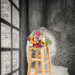 Lofaris Vintage Grey Royal Chair Window Photography Backdrop