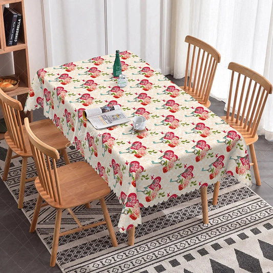 Lofaris Vintage Keys and Hearts Rectangle Tablecloth Romantic Rose Floral Pattern Valentine Wedding Dining Decor