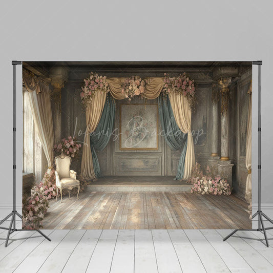 Lofaris Vintage Medieval Room Floral Wedding Photo Backdrop