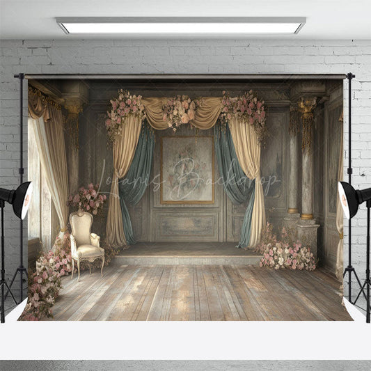 Lofaris Vintage Medieval Room Floral Wedding Photo Backdrop