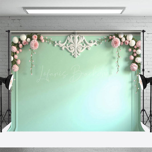 Lofaris Vintage Mint Floral Accent Wedding Backdrop