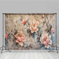Lofaris Vintage Peony Floral Fine Art Backdrop Oil Painting Style Flower Photography Background