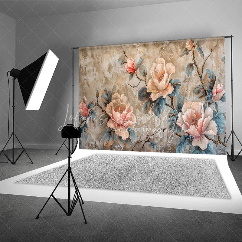 Lofaris Vintage Peony Floral Fine Art Backdrop Oil Painting Style Flower Photography Background