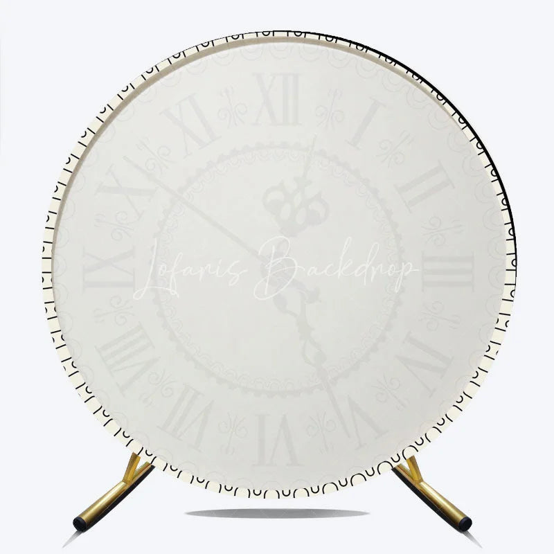 Lofaris Vintage Roman Numeral Clock Round Backdrop Antique Ivory Timepiece Photography Cover