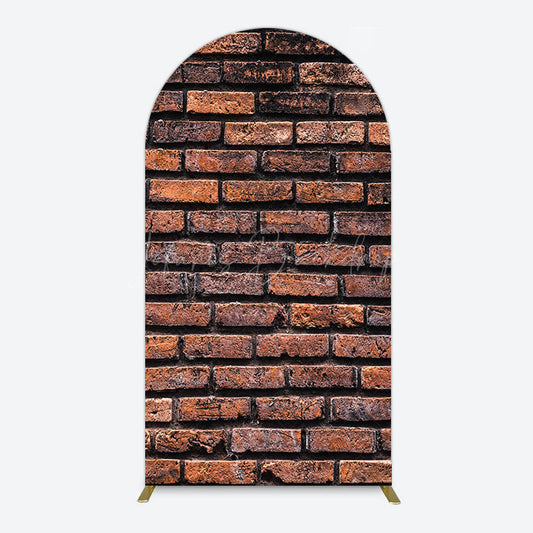 Lofaris Vintage Rural Red Black Brick Wall Arch Backdrop
