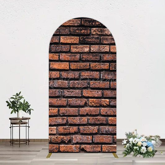 Lofaris Vintage Rural Red Black Brick Wall Arch Backdrop