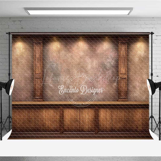 Lofaris Vintage Textured Wood Wall Photography Backdrop Elegant Study or Library with Columns Dark Academia Photo Prop
