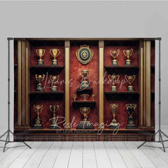 Lofaris Vintage Trophy Cabinet Shelf Photography Backdrop Gold Cup Champion Award Background