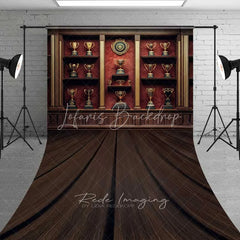 Lofaris Vintage Trophy Cabinet Shelf Sweep Photography Backdrop Gold Cup Champion Award Wood Floor Photo Prop