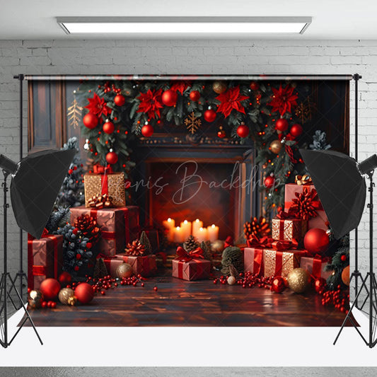 Lofaris Vintage Wall Blurry Candlelight Christmas Backdrop