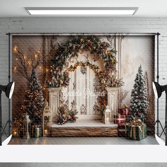 Lofaris Vintage Wall Wreath Berry Arch Christmas Backdrop