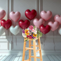 Lofaris Vintage White Wall Romantic Balloons Photo Backdrop
