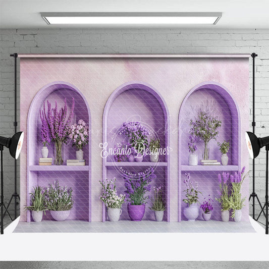 Lofaris Violet Arch Door Floral Spring Photography Backdrop