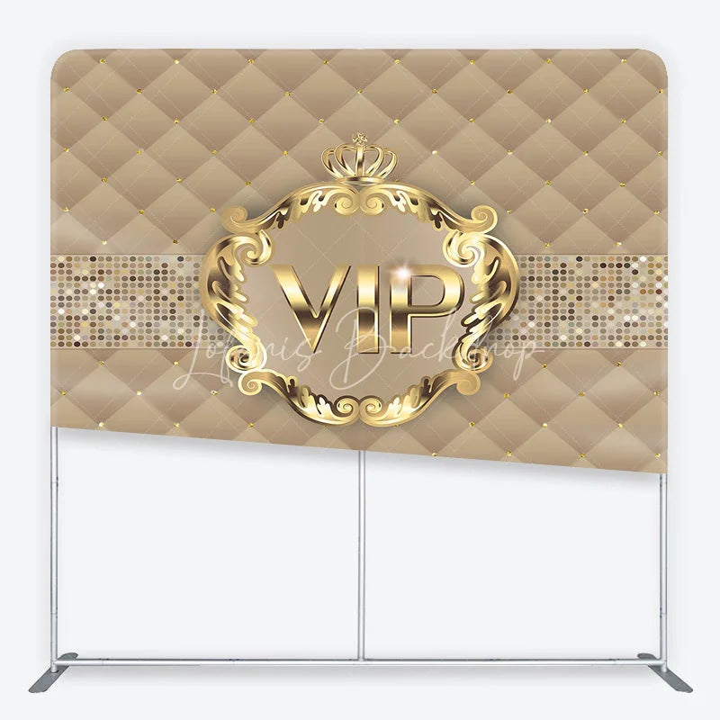 Lofaris VIP Gold Frame Tension Fabric Backdrop Beige Quilted Leather Luxury Party Background