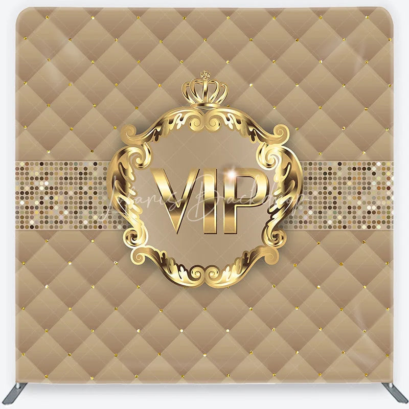 VIP Gold Frame Tension Fabric Backdrop, Beige Quilted Leather Luxury ...