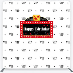 Lofaris VIP Happy Birthday Tension Fabric Backdrop Red Marquee Sign Step and Repeat Background