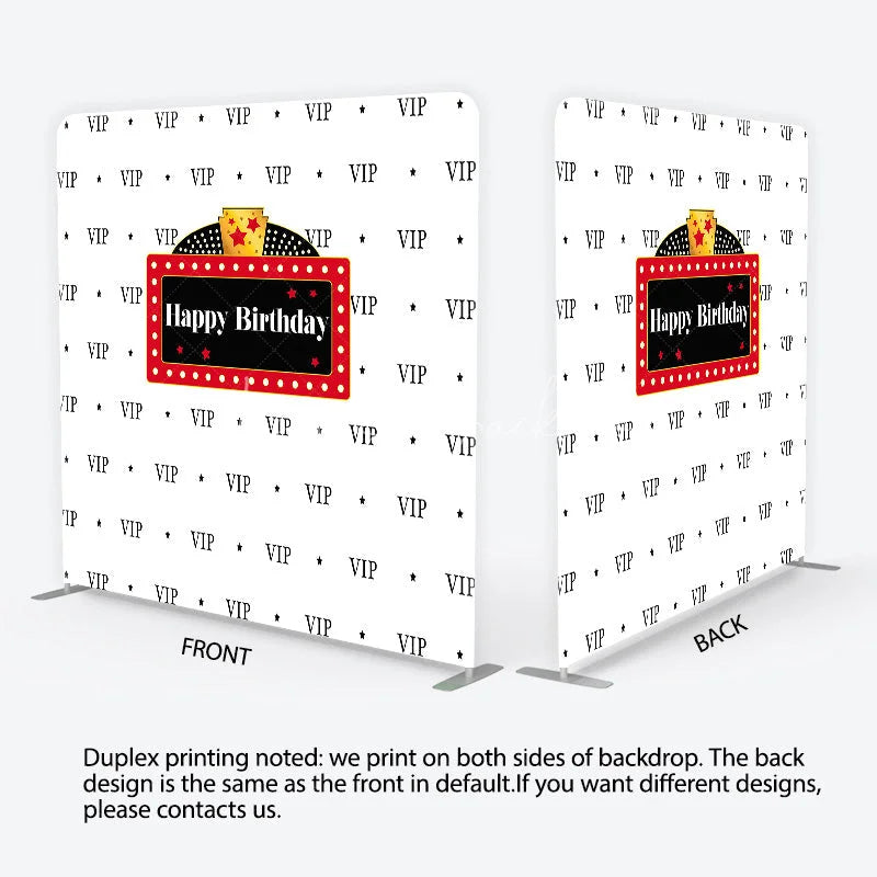 Lofaris VIP Happy Birthday Tension Fabric Backdrop Red Marquee Sign Step and Repeat Background